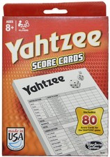 Yahtzee Score Cards 2 Pack 160 Cards Game Refill for All Ages 8 Plus